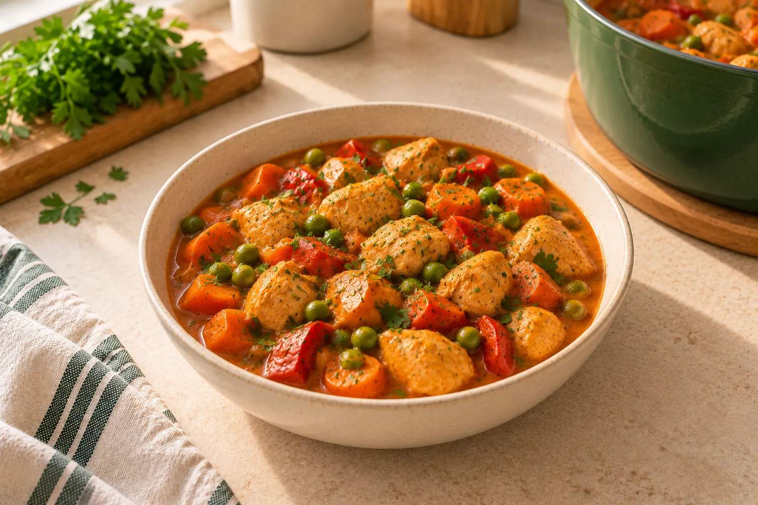Chicken and vegetable curry.