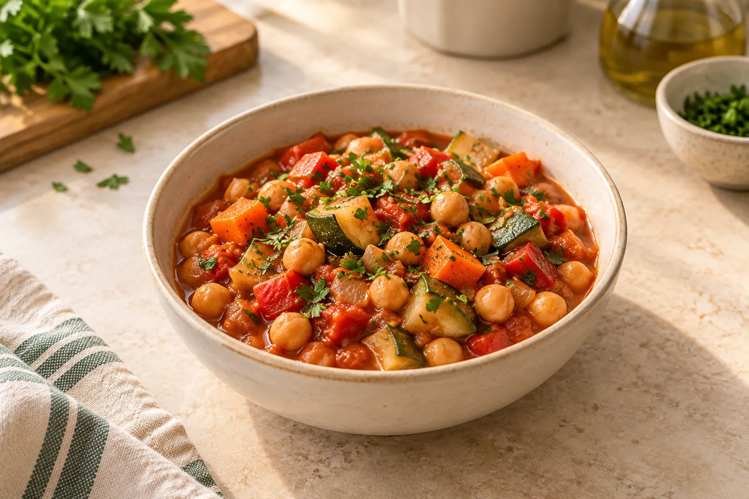 Chickpea and vegetable stew.