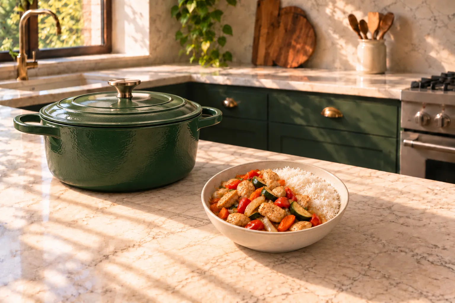 Pork and vegetable rice.