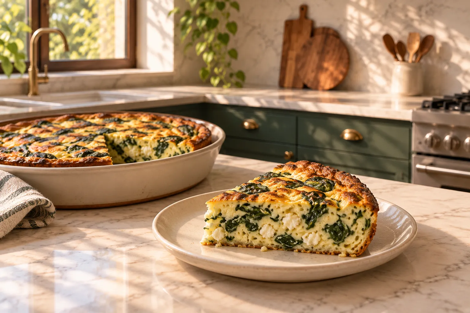 Spinach and cheese frittata.